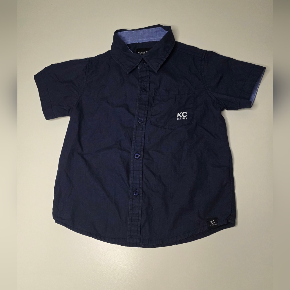 Kenneth Cole 3T Blue Button Up Shirt Collared Short Sleeve